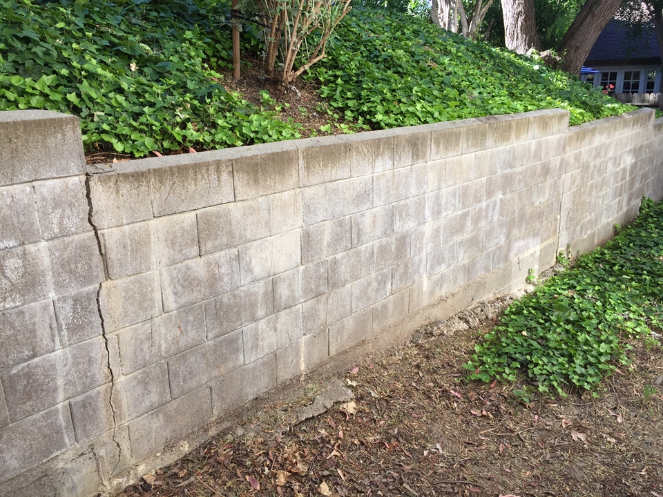 The retaining wall is starting to fail